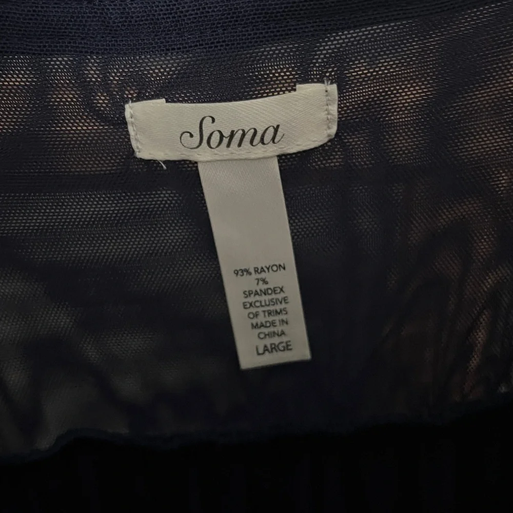 Soma Floral Embroidered Nightie Slip Dress Women's L Mesh Trim Padded Coquette - Picture 4 of 8